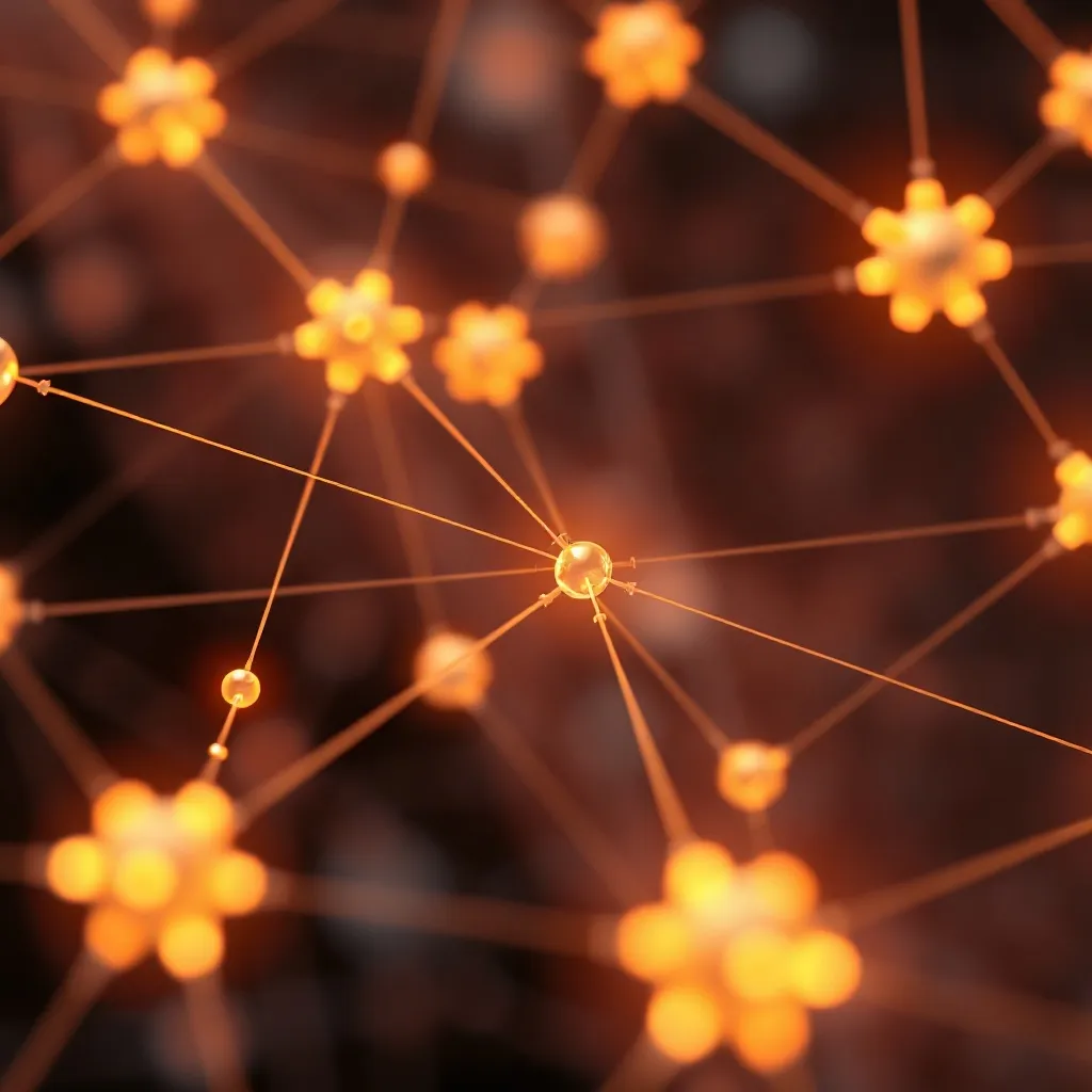 Abstract digital visualization of neural network nodes conne